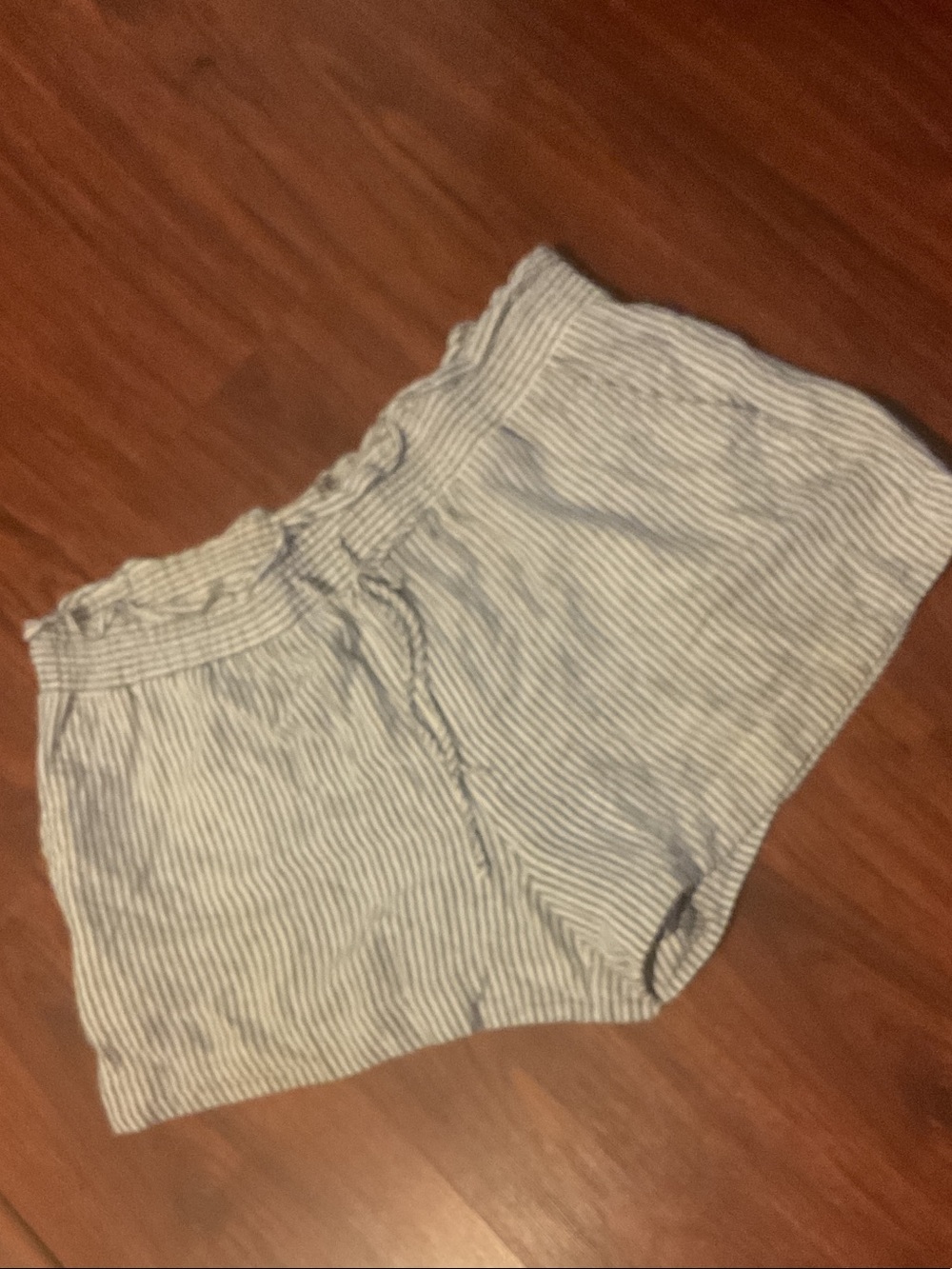 a new day gray and White Pinstriped High Waist Drawstring Shorts with pockets
